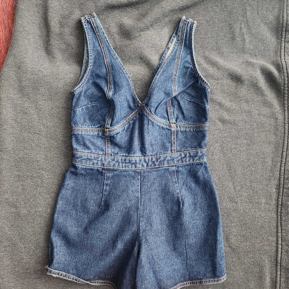 Miss Selfridge Denim Romper with Zip - Small (US 2)